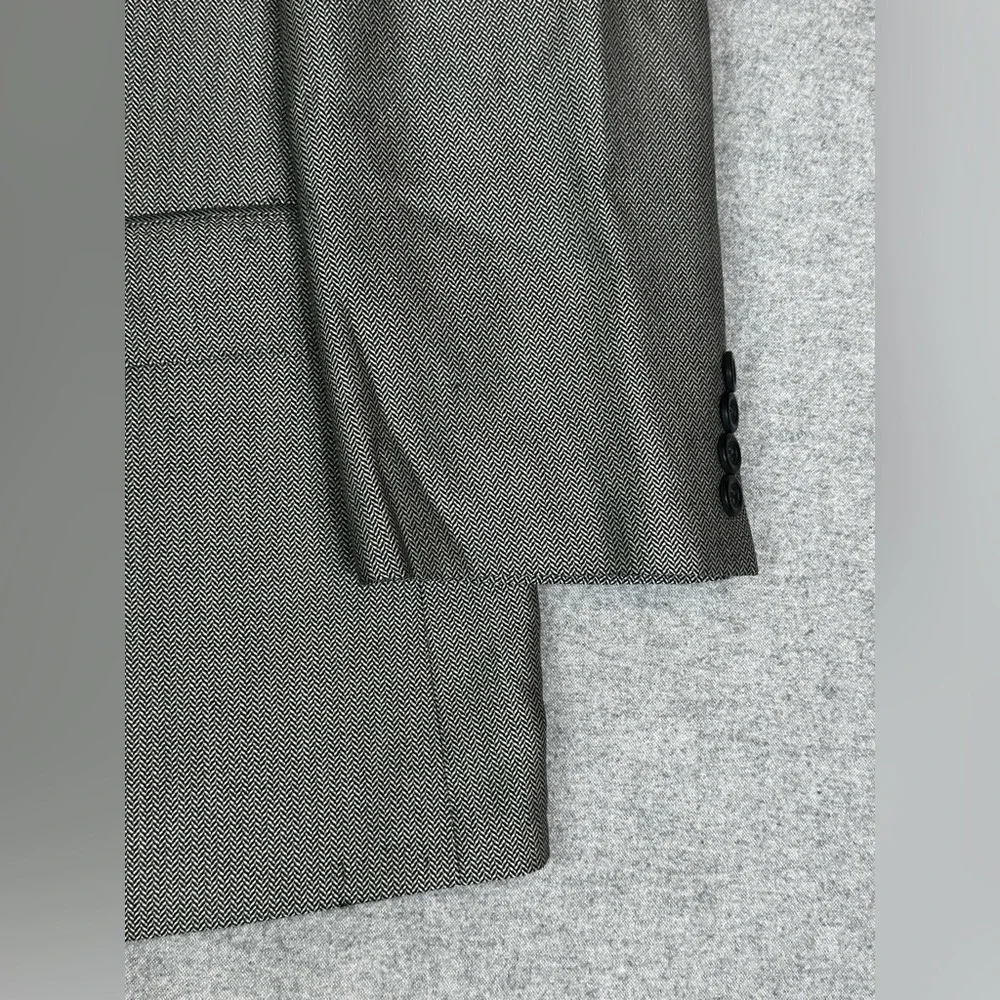 Prontomoda Blazer Mens 42R Gray Silk Wool Cashmere Herringbone Italy Jacket Suit